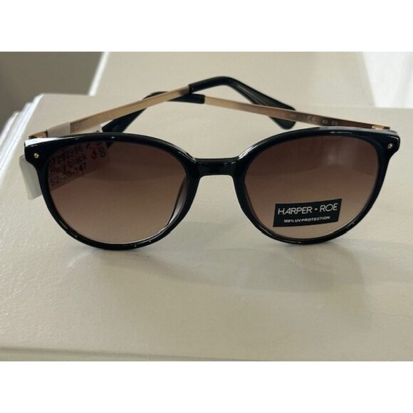 HARPER + ROE Rx’able Sunglasses Shiny Black HR1008 52-20-147 Brown Lenses NWT - Picture 9 of 11